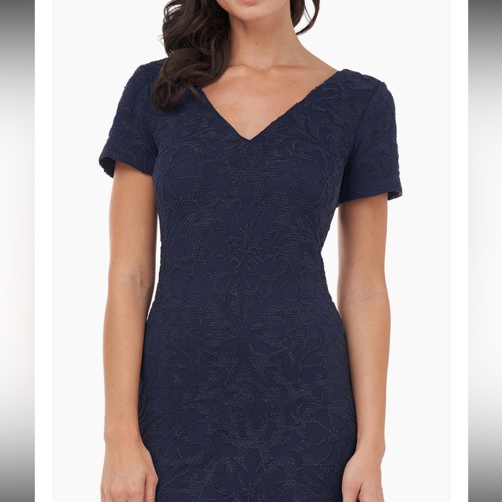 J S COLLECTIONS Elegant Navy Blue DRESS SZ 10 women’s dress nwt #524 - Picture 2 of 6